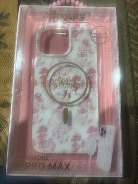 Floral MagSafe Compatible iPhone 16 Pro Max Case - Pink/White
